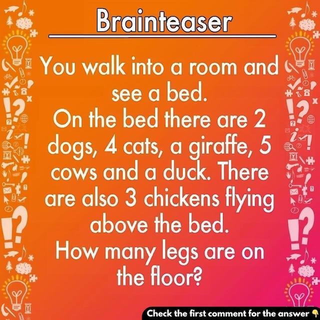 How many legs are on the floor? This riddle is harder than it looks—think carefully before you answer!